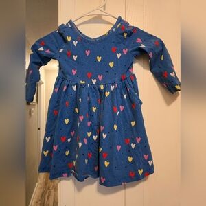 Hanna Andersson Blue Dress with Colorful Hearts